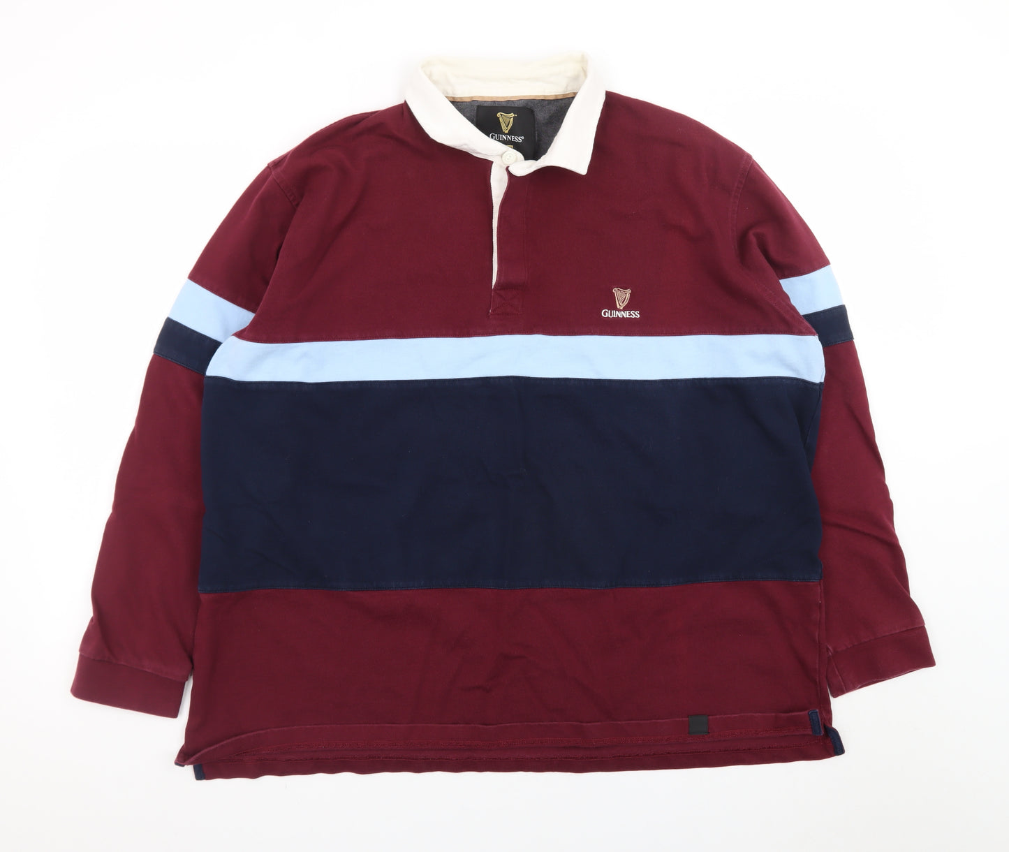 Guinness Men’s Multicoloured 2XL Rugby Style Long Sleeve Polo Shirt