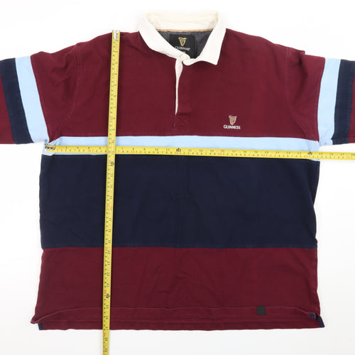 Guinness Men’s Multicoloured 2XL Rugby Style Long Sleeve Polo Shirt
