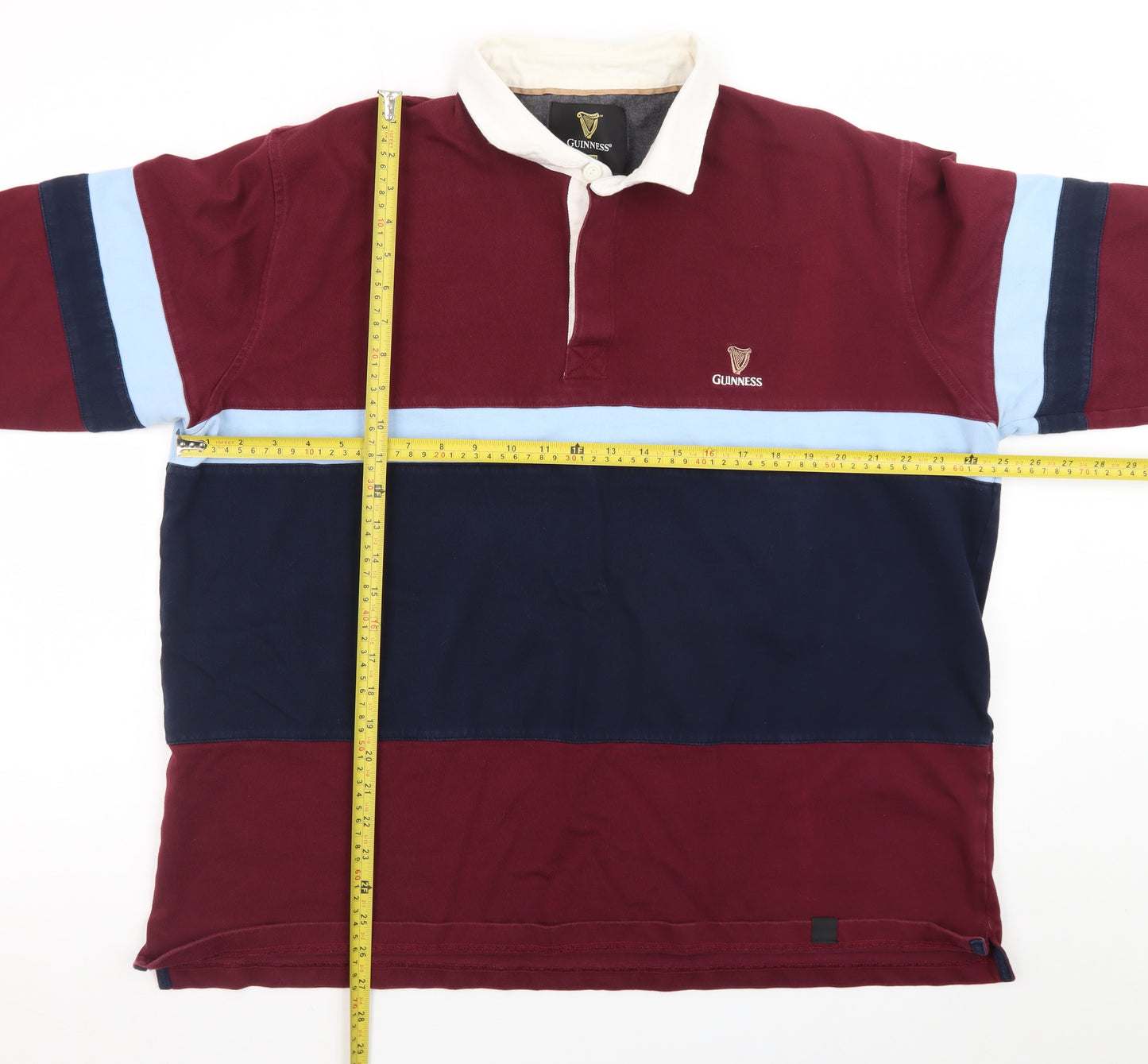 Guinness Men’s Multicoloured 2XL Rugby Style Long Sleeve Polo Shirt
