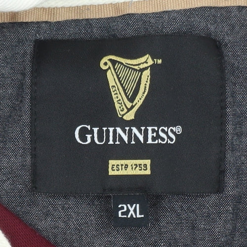 Guinness Men’s Multicoloured 2XL Rugby Style Long Sleeve Polo Shirt