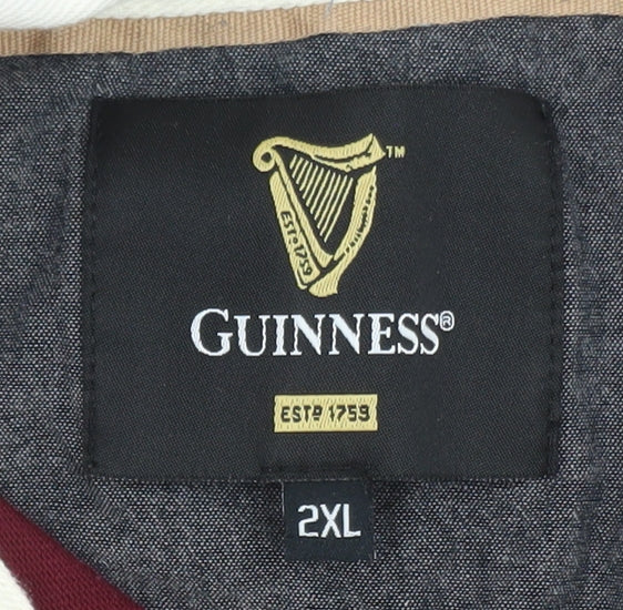 Guinness Men’s Multicoloured 2XL Rugby Style Long Sleeve Polo Shirt