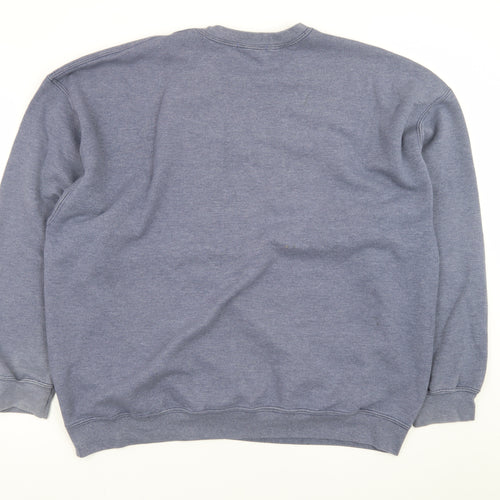 Missguided Women Blue Logo Crew Neck Pullover Sweatshirt L