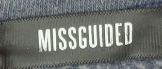 Missguided Women Blue Logo Crew Neck Pullover Sweatshirt L