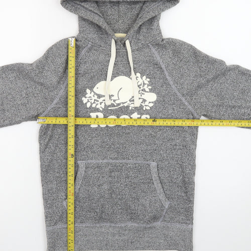 Roots Women's Grey Pullover Hoodie XXS Cotton Blend Logo Design