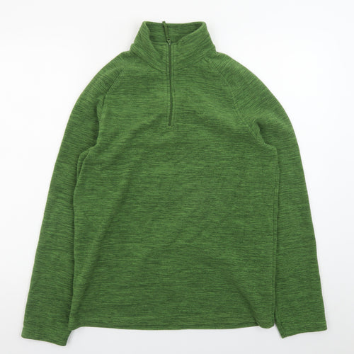 Mountain Warehouse Men's Green 1/4 Zip Fleece Pullover Sweatshirt S