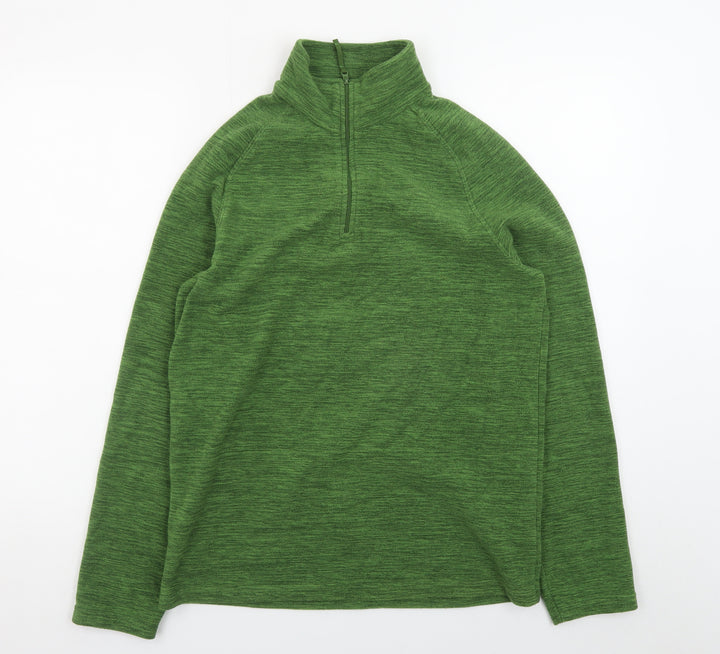 Mountain Warehouse Men's Green 1/4 Zip Fleece Pullover Sweatshirt S