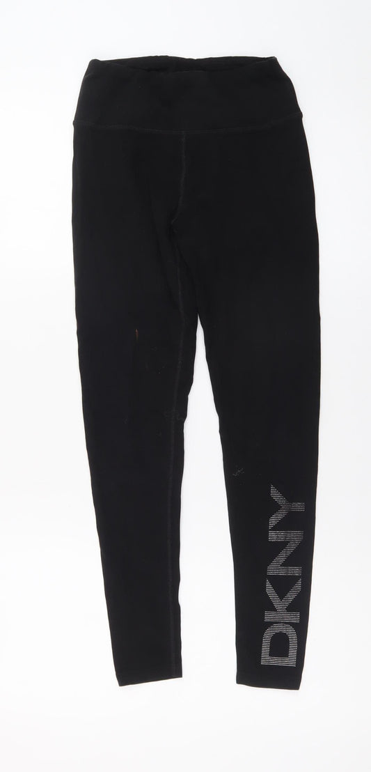 DKNY Women’s Black XS Ankle Length Logo Sport Leggings