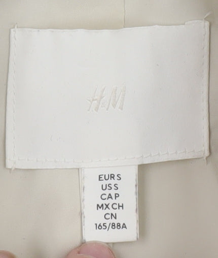 H&M Women Ivory Mid-Length Twill Jacket Size 12 Button Casual Style