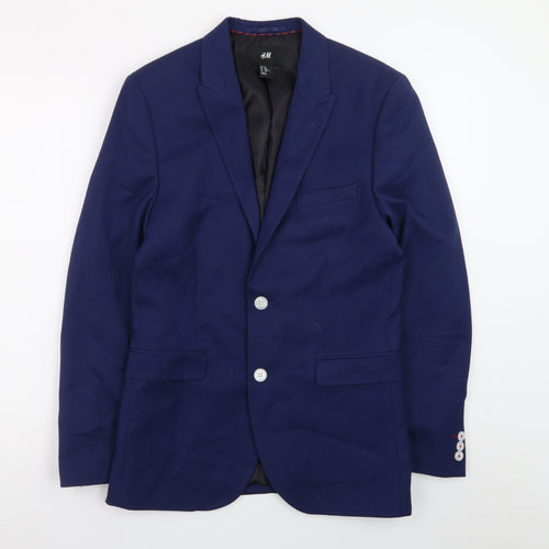 H&M Women's Blue Single-Breasted Blazer Size 18 Tailored Workwear Jacket