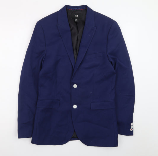 H&M Women's Blue Single-Breasted Blazer Size 18 Tailored Workwear Jacket