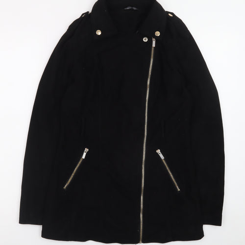 Select Womens Black Suede Biker Jacket Size 8 Mid-Length