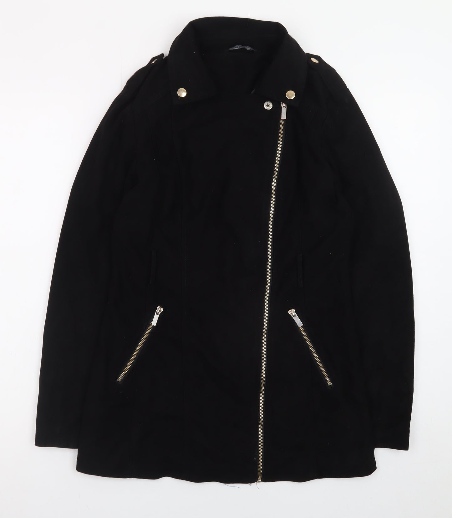 Select Womens Black Suede Biker Jacket Size 8 Mid-Length