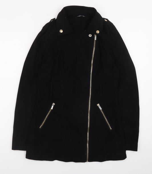 Select Womens Black Suede Biker Jacket Size 8 Mid-Length