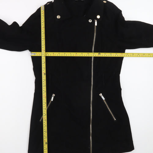 Select Womens Black Suede Biker Jacket Size 8 Mid-Length