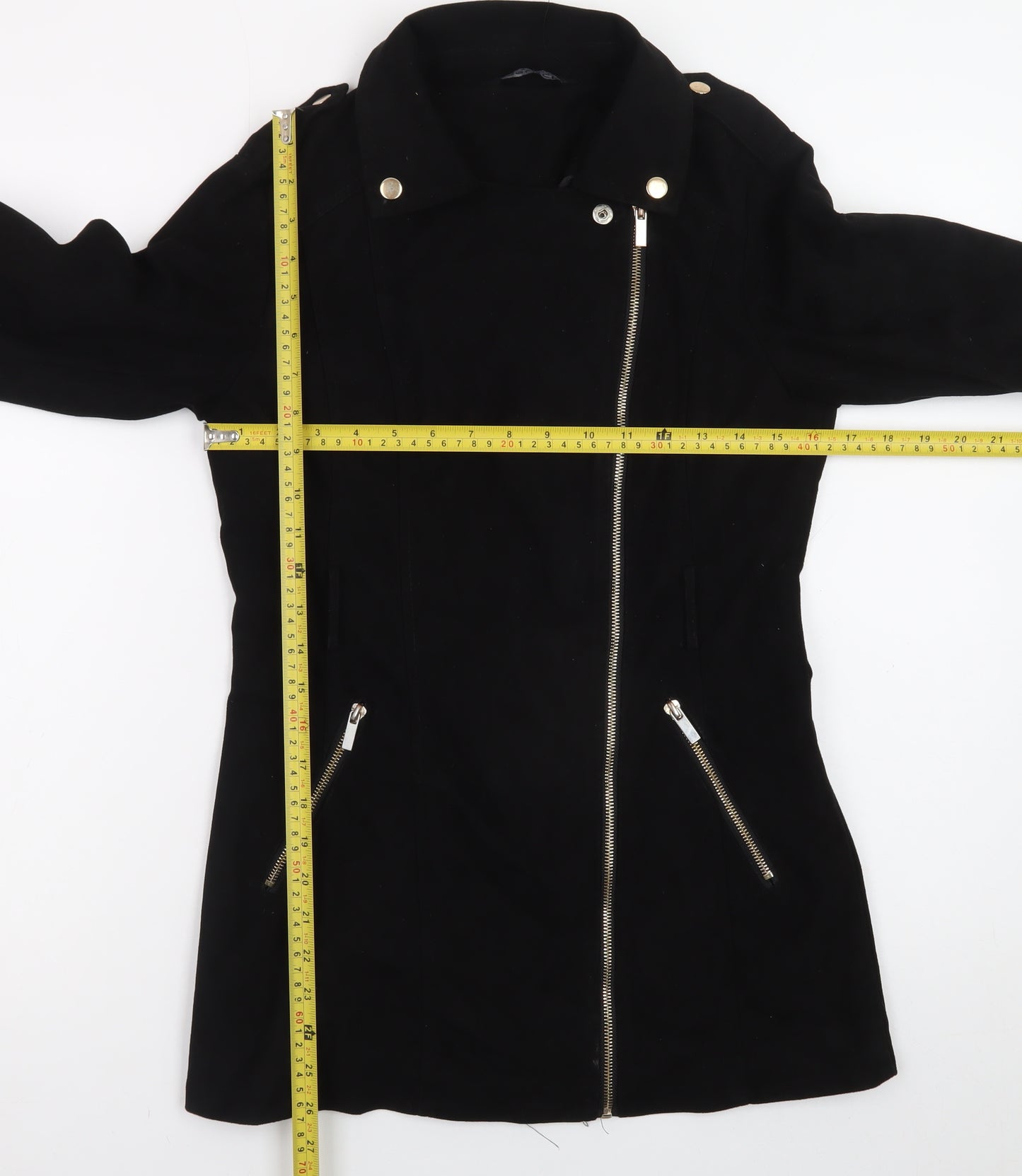 Select Womens Black Suede Biker Jacket Size 8 Mid-Length