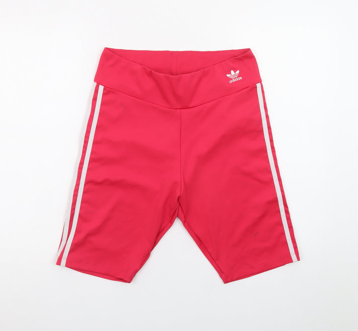 adidas Womens Pink Biker Shorts Size 16 Slim Fit Stretch Activewear