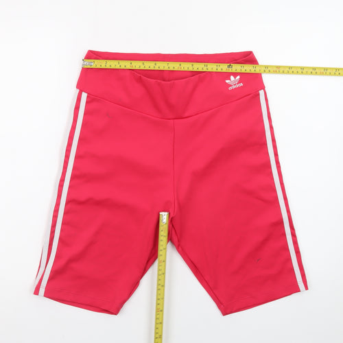 adidas Womens Pink Biker Shorts Size 16 Slim Fit Stretch Activewear
