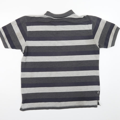 Lonsdale Men’s Grey Striped Short Sleeve Polo Shirt Size L