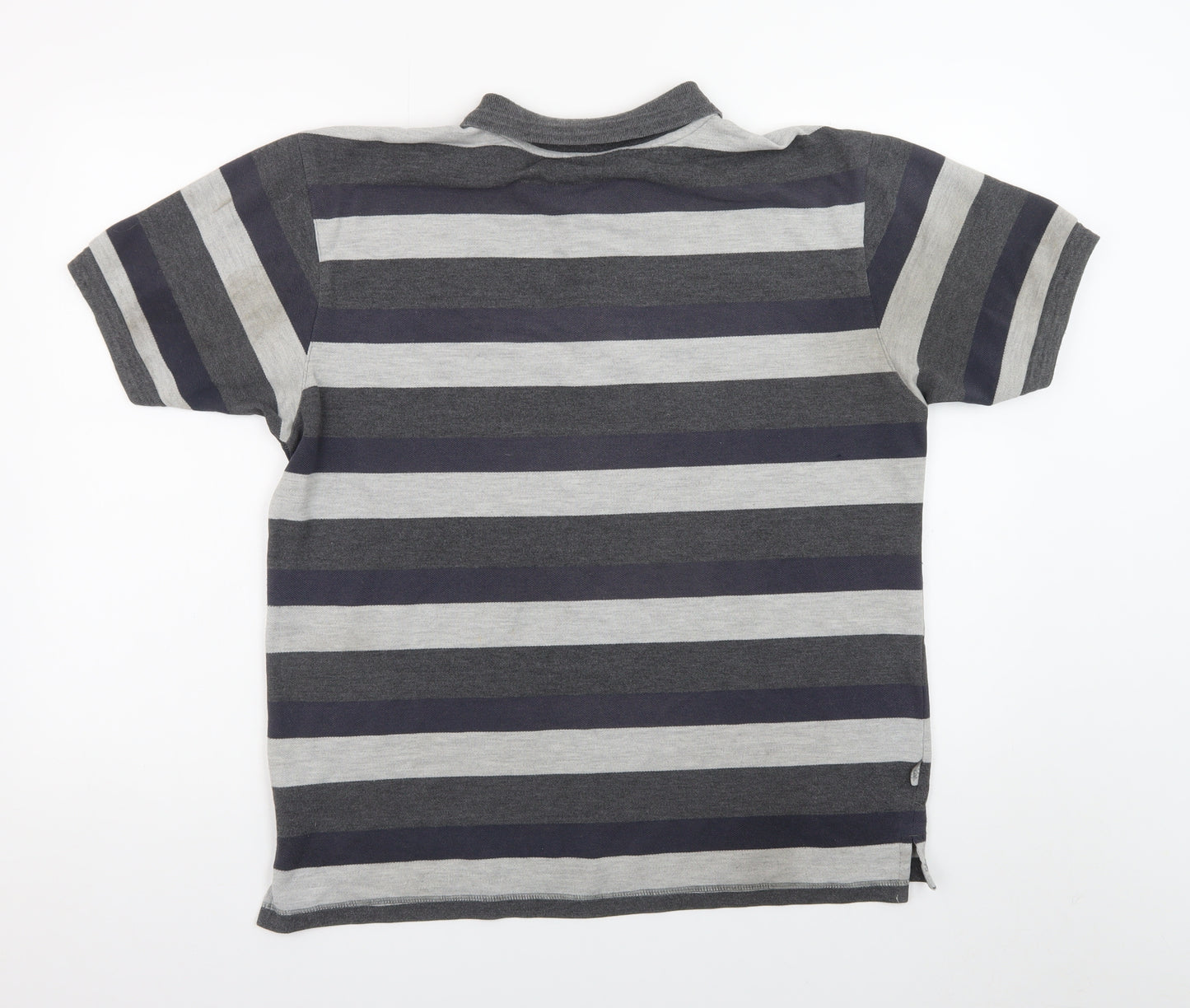 Lonsdale Men’s Grey Striped Short Sleeve Polo Shirt Size L