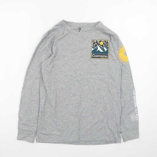 Converse Boys Grey Long Sleeve Graphic Logo T-Shirt 10-12 Years