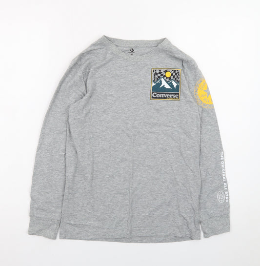 Converse Boys Grey Long Sleeve Graphic Logo T-Shirt 10-12 Years