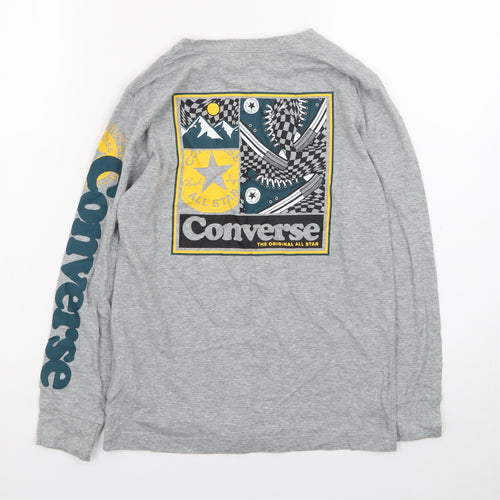 Converse Boys Grey Long Sleeve Graphic Logo T-Shirt 10-12 Years