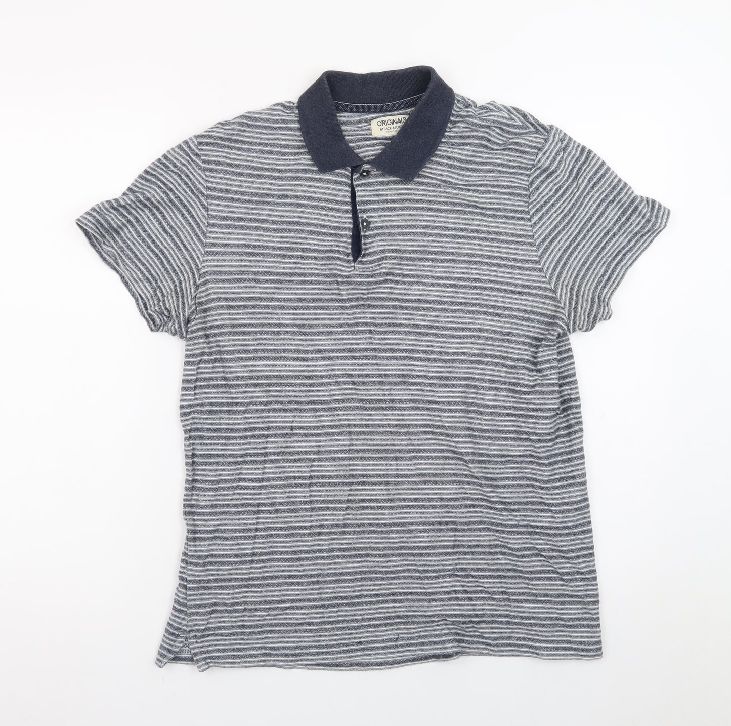Jack & Jones Originals Men's Blue Striped Polo Shirt XL