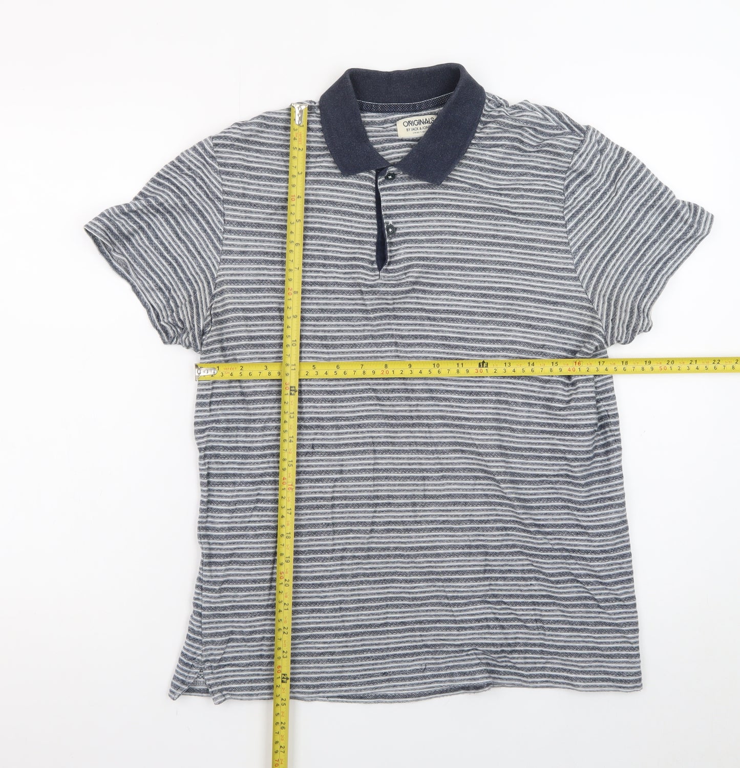 Jack & Jones Originals Men's Blue Striped Polo Shirt XL