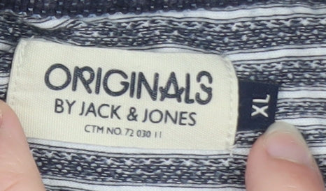 Jack & Jones Originals Men's Blue Striped Polo Shirt XL