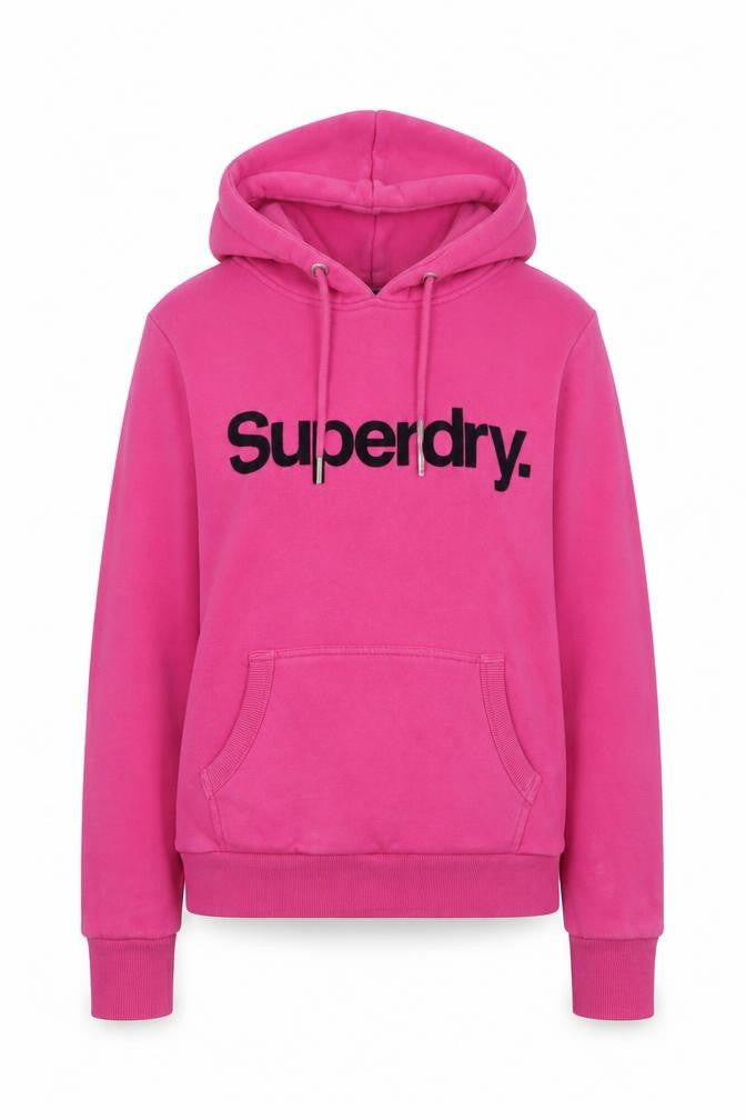 Superdry Womens Pink Hoodie UK 12 Pullover Logo Hooded Sweatshirt