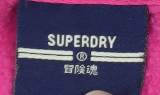 Superdry Womens Pink Hoodie UK 12 Pullover Logo Hooded Sweatshirt