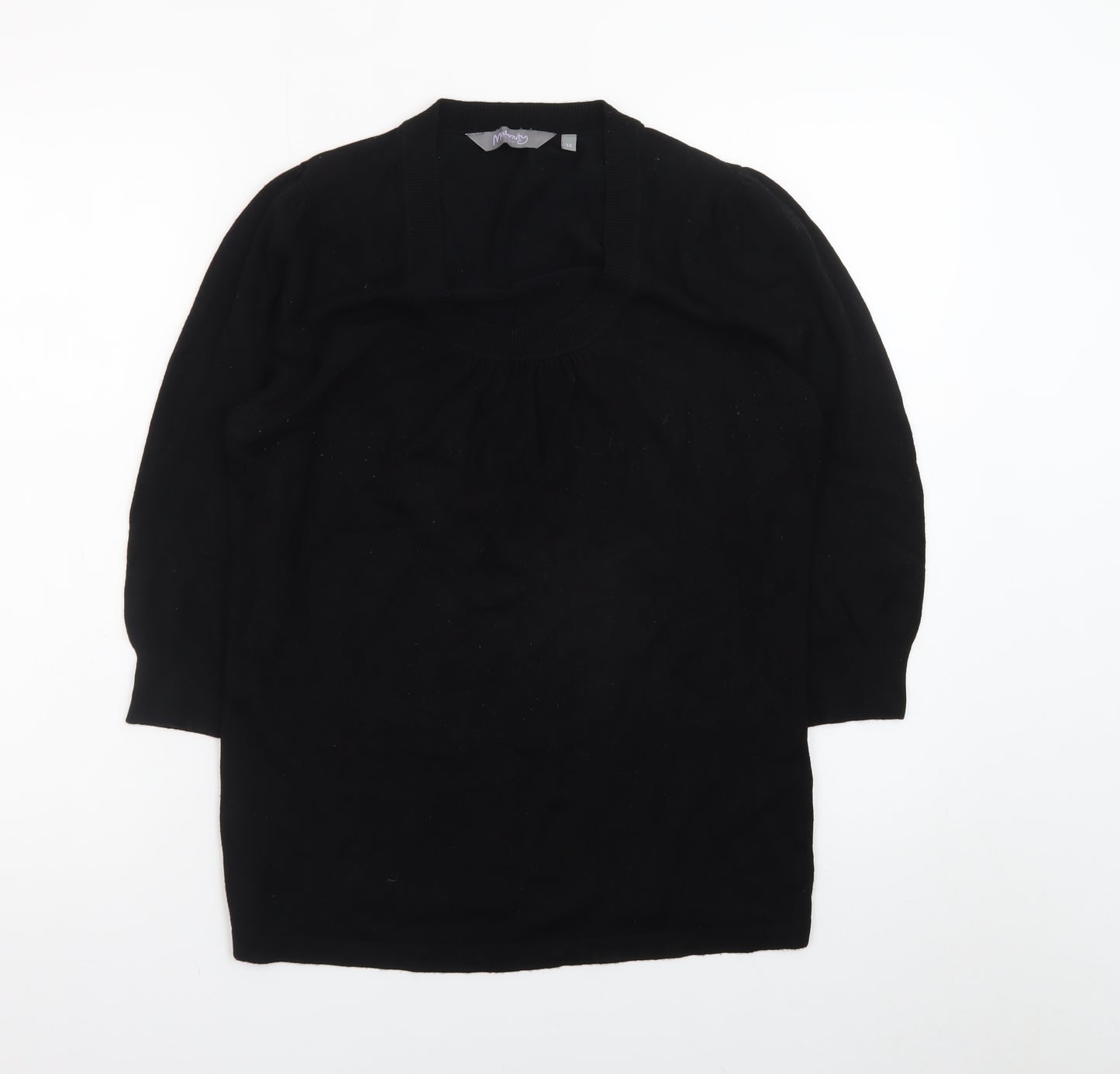 New Look Women Black Size 14 3/4 Sleeve Scoop Neck Knit Jumper