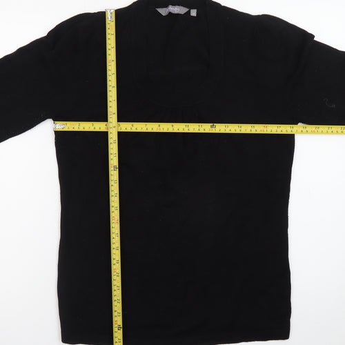 New Look Women Black Size 14 3/4 Sleeve Scoop Neck Knit Jumper