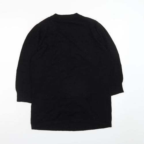 New Look Women Black Size 14 3/4 Sleeve Scoop Neck Knit Jumper