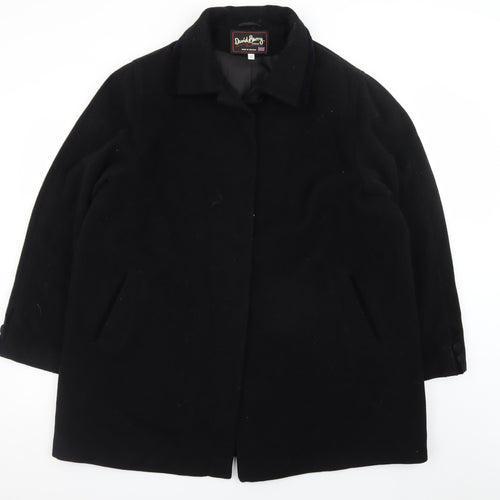 David Barry Men's Black Wool Blend Overcoat Size 44 Regular Fit