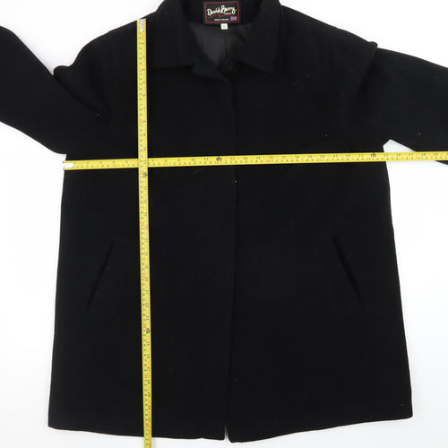 David Barry Men's Black Wool Blend Overcoat Size 44 Regular Fit