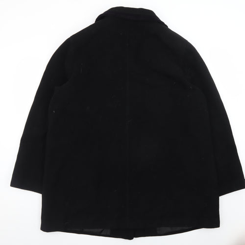 David Barry Men's Black Wool Blend Overcoat Size 44 Regular Fit