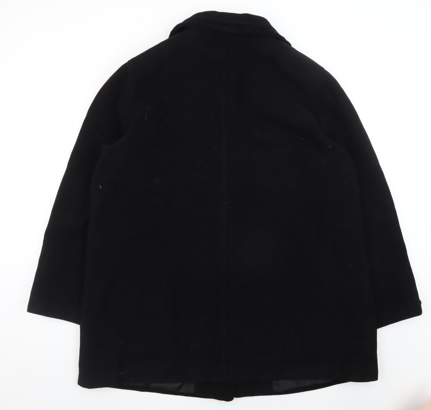 David Barry Men's Black Wool Blend Overcoat Size 44 Regular Fit