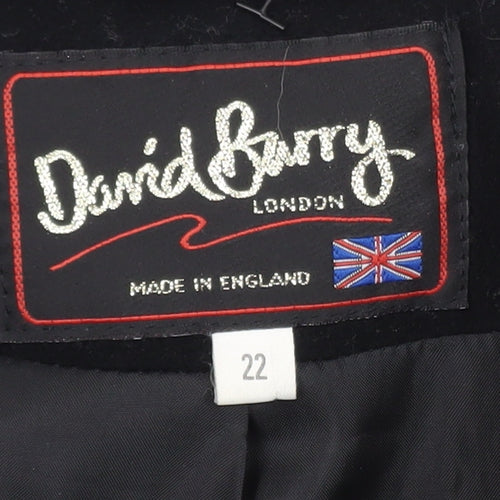 David Barry Men's Black Wool Blend Overcoat Size 44 Regular Fit
