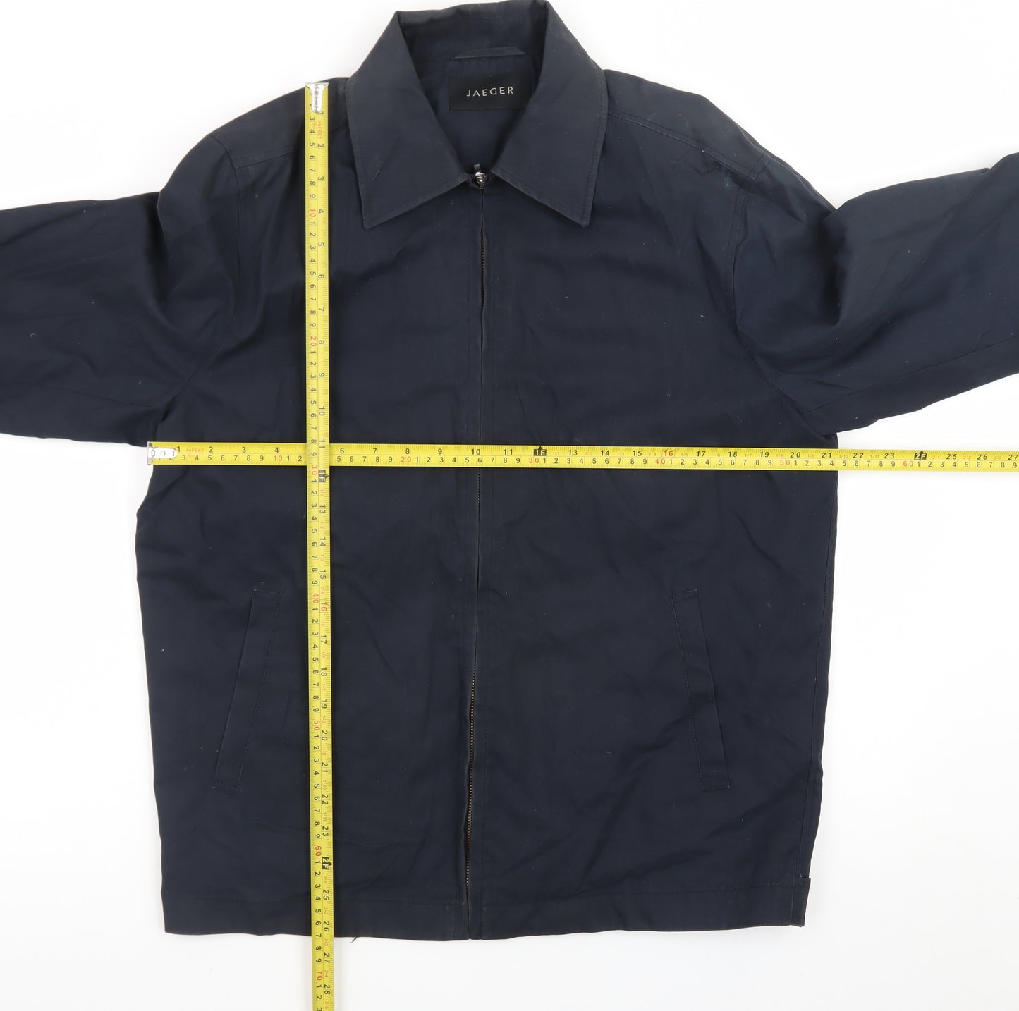Jaeger Men's Blue Small Cotton Polyester Zip Jacket