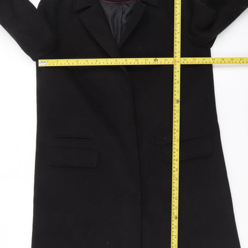 Topshop Women's Black Wool Blend Mid-Length Overcoat UK 8