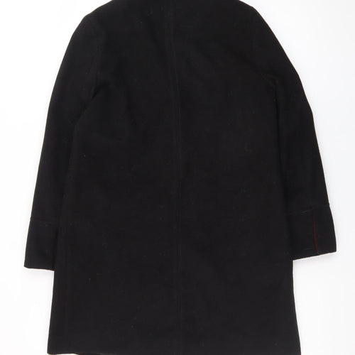 Topshop Women's Black Wool Blend Mid-Length Overcoat UK 8