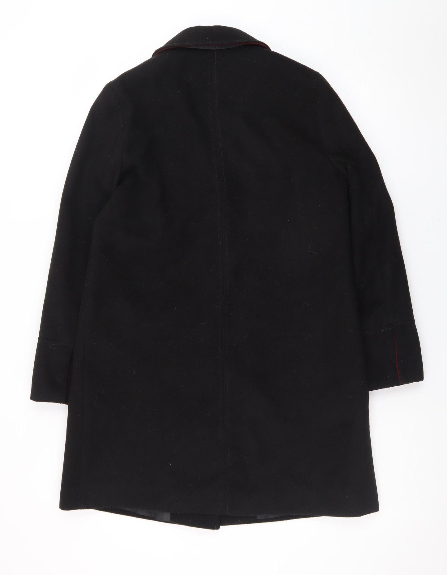 Topshop Women's Black Wool Blend Mid-Length Overcoat UK 8