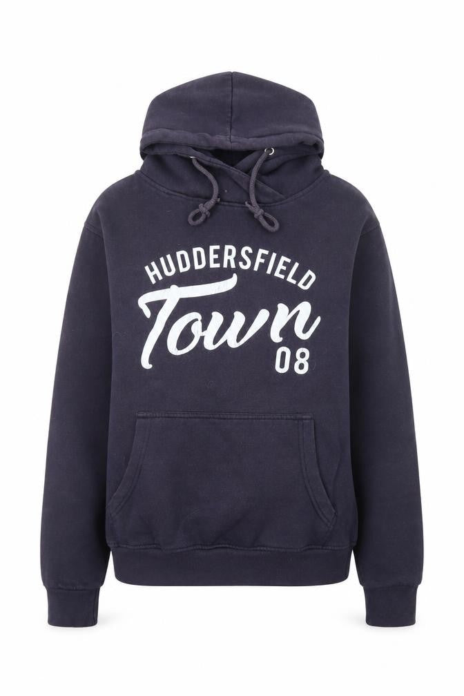 Front view of Huddersfield Town women’s navy hoodie, size UK 12, pullover cotton blend