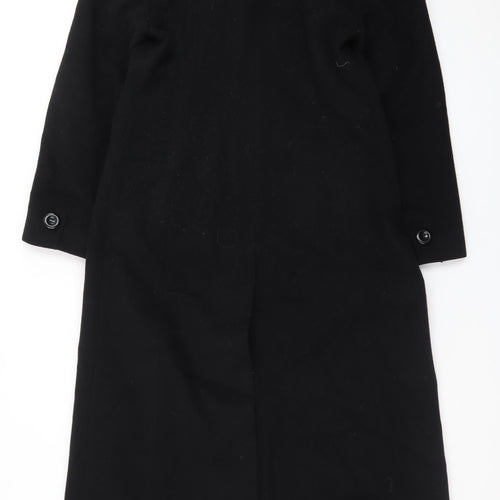 Yessica Womens Black Wool Cashmere Long Overcoat with Faux Fur Collar Size 12