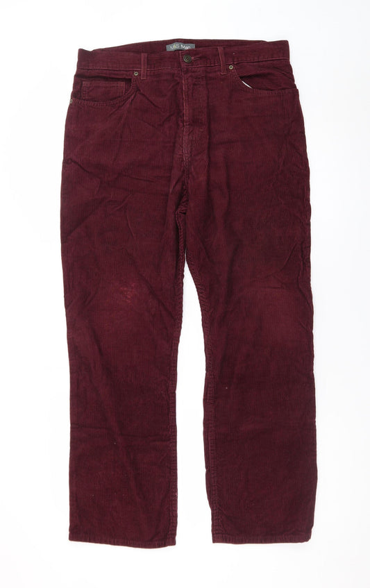 Marks and Spencer Men's Red Corduroy Trousers 34W 29L Regular Fit