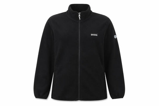 Front view of Regatta Great Outdoors women’s black fleece full zip jacket uk 18