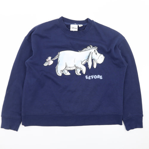Disney Women Navy Blue Eeyore Sweatshirt Size S 10/12 Crew Neck