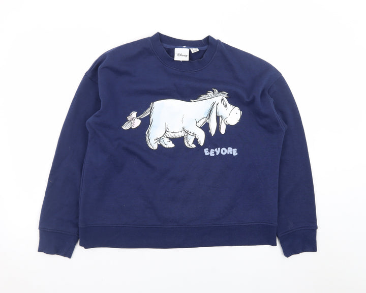 Disney Women Navy Blue Eeyore Sweatshirt Size S 10/12 Crew Neck