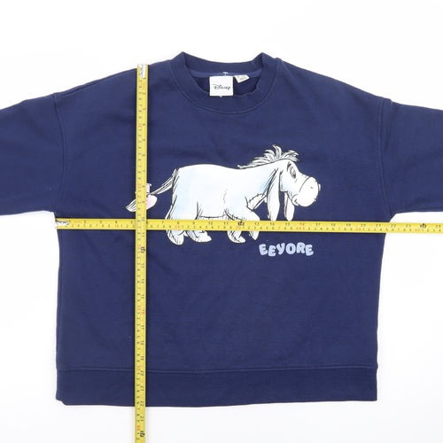 Disney Women Navy Blue Eeyore Sweatshirt Size S 10/12 Crew Neck